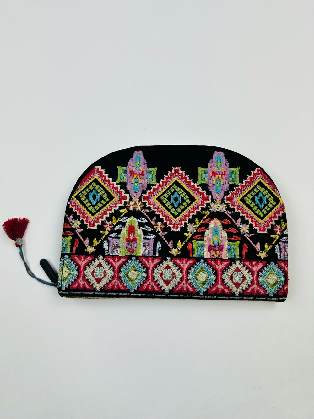 Johnny Was Xander Jewelry Pouch Case Boho Embroidered Black Velvet Travel Bag